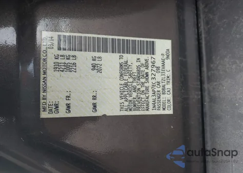 2014 Nissan Altima 2.5 Sv из США, поврежденный, VIN 1N4AL3AP7EC327967